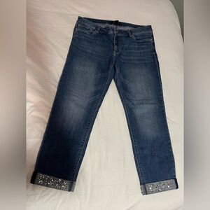 White House Black Market Slim Ankle Jeans Size 12 Embellished Cuff